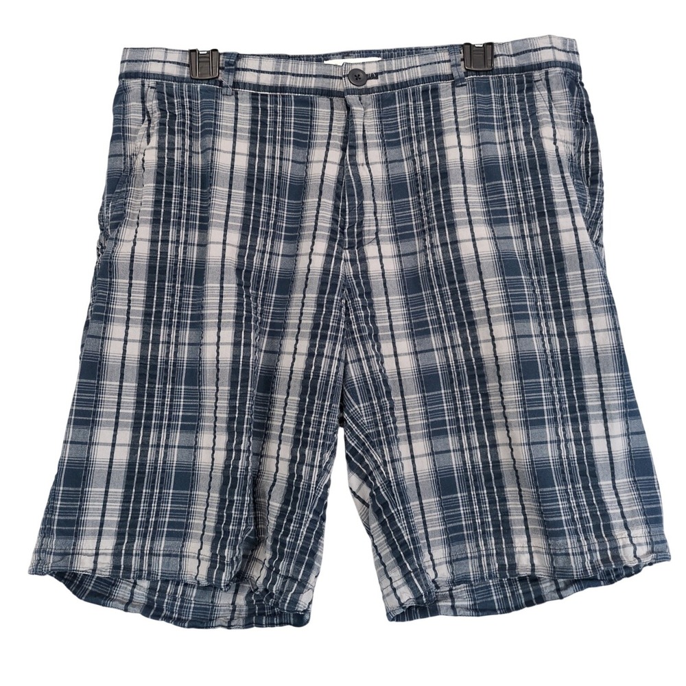Calvin Klein Blue Plaid Seersucker Chino Shorts Mens 34 36x10" Preppy Skater Y2K